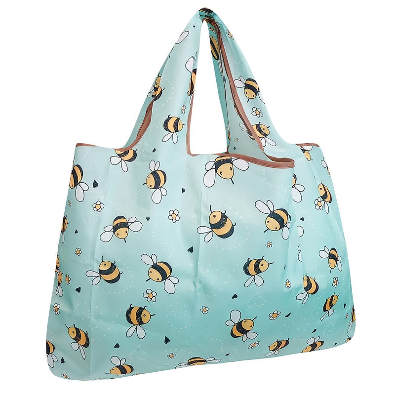 allydrew Large Foldable Tote Nylon Reusable Grocery Bag, Bumble Bees - Image 1
